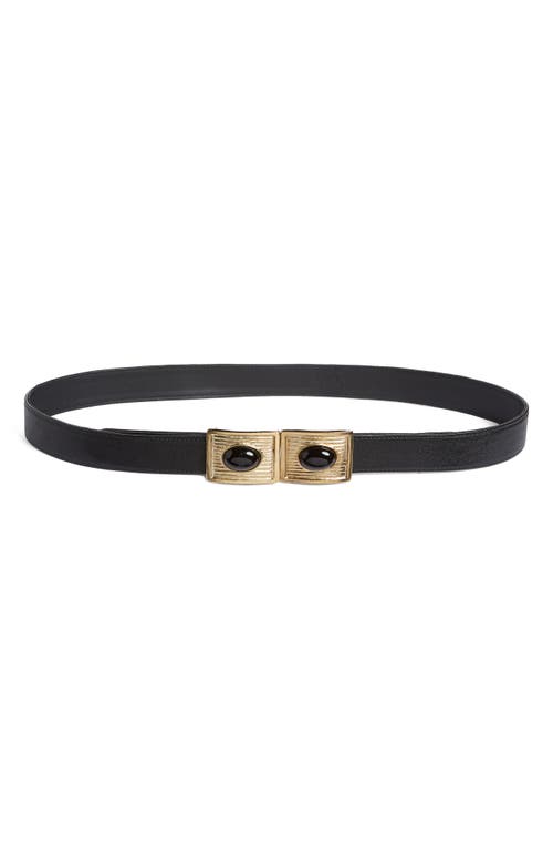 Raina Large Stone Buckle Leather Belt in Black at Nordstrom