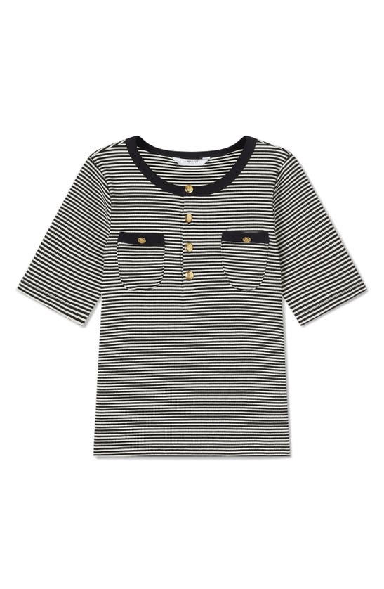 Lk Bennett Charlie Stripe Pocket Rib Top In Black