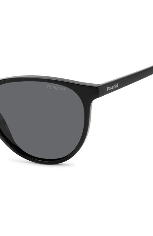Polaroid 54mm Polarized Round Sunglasses In Black/gray Polarized