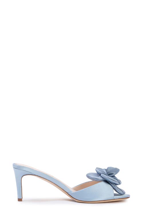 Black Suede Studio Josey Slide Sandal In Blue Fog Satin