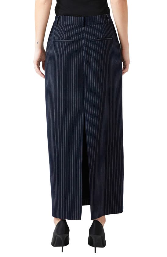 Shop Grey Lab Pinstripe Maxi Skirt In Dark Navy