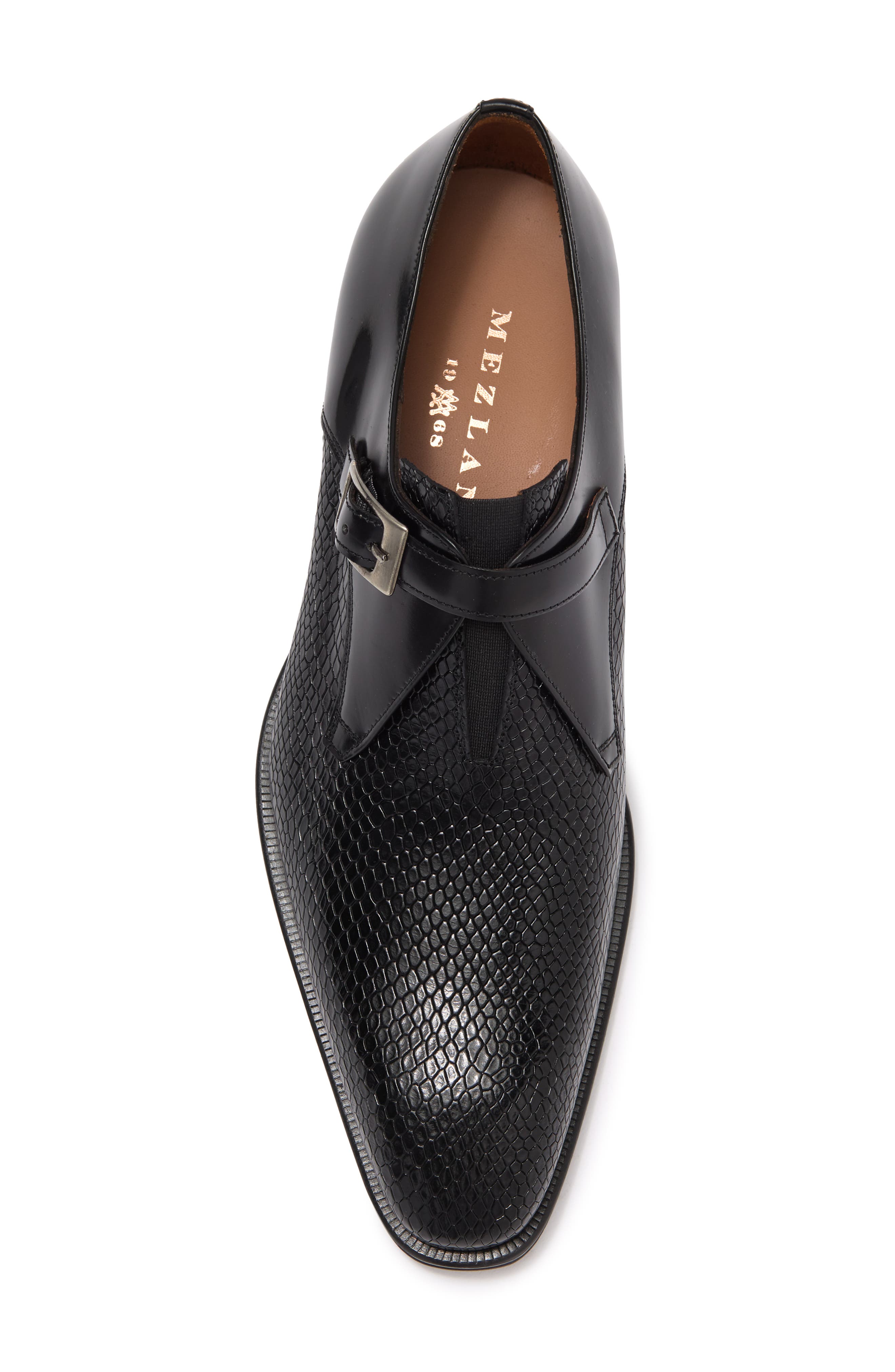 Mezlan Edgewood Snake Embossed Leather Monk Strap Loafer (Men