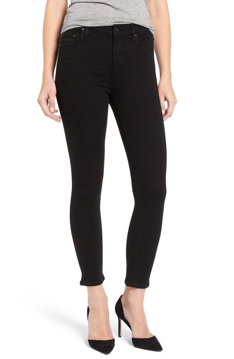 Citizens Of Humanity Rocket High Rise Crop Skinny Jeans All Black Nordstrom