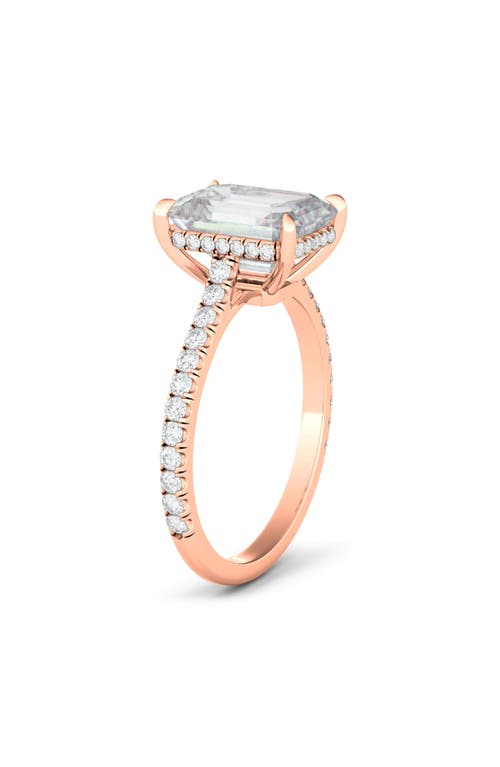 Hautecarat Emerald Cut Pavé Lab Grown Diamond Ring In 2.00 Ctw 18k Rose Gold