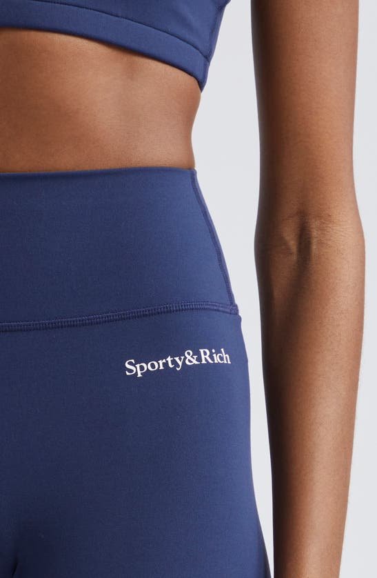 Shop Sporty And Rich Sporty & Rich Serif Logo Bike Shorts In Navy