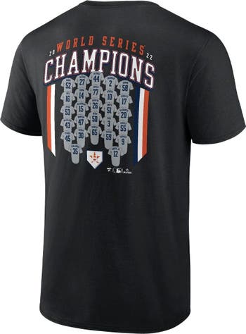FANATICS Men's Fanatics Branded Black Houston Astros 2022 World Series  Champions Roster Jersey T-Shirt