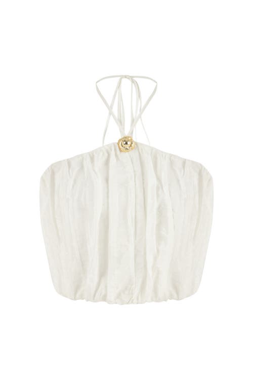 Nocturne Ruffled Crop Top in Ecru at Nordstrom