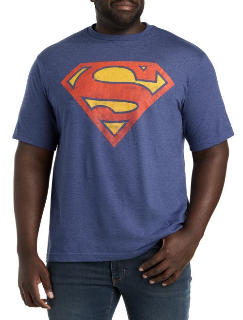 Shop True Nation By Dxl Classic Superman Logo Graphic Tee In Navy Heather