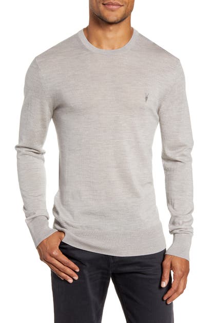 Allsaints Mode Slim Fit Merino Wool Sweater In Deer Grey Marl
