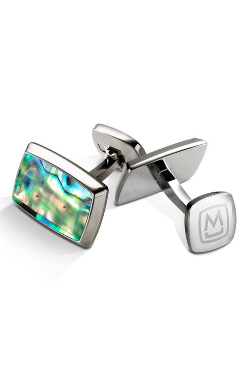 M-Clip® Abalone Cuff Links in Stainless Steel/Green
