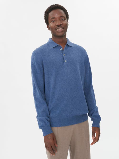 Shop Gobi Cashmere Polo Neck Sweater In Bijou Blue