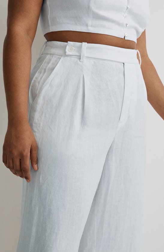 Shop Madewell The Harlow Linen Wide Leg Pants In Eyelet White