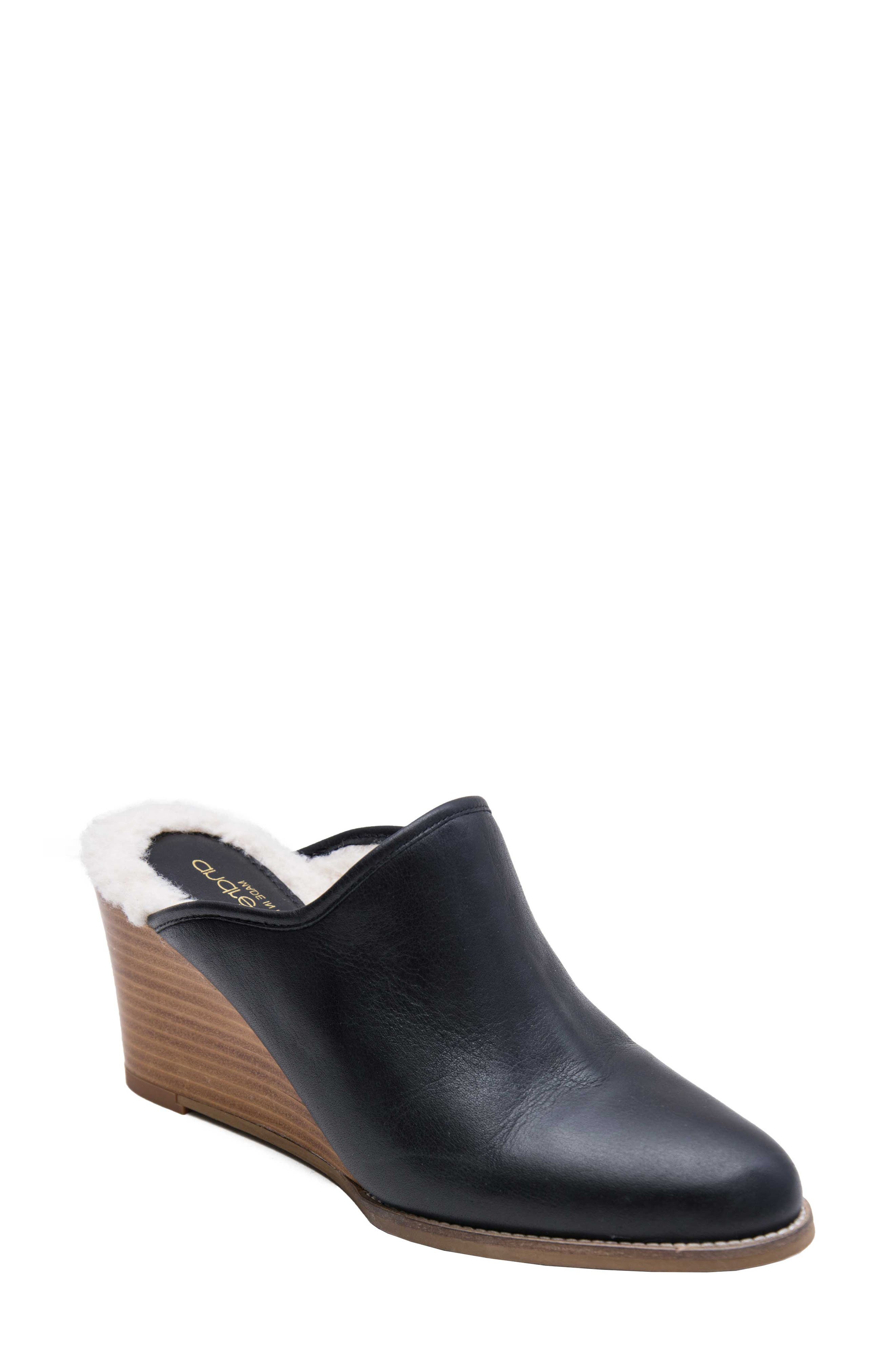 leather wedge mule