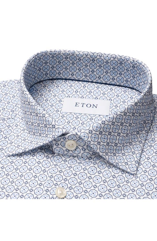 Shop Eton Slim Fit Medallion 4flex Stretch Dress Shirt In Lt/ Pastel Blue