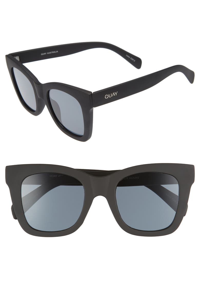 QUAY AUSTRALIA After Hours 50mm Polarized Square Sunglasses, Main, color, BLACK SMOKE