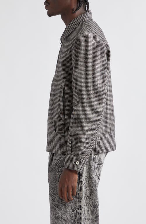 Noah Ricky Houndstooth Linen-blend Jacket In Black/grey