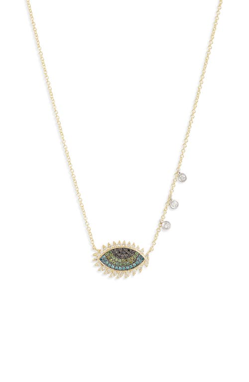 Meira T Evil Eye Diamond Pendant Necklace in Yellow Gold at Nordstrom, Size 18 In