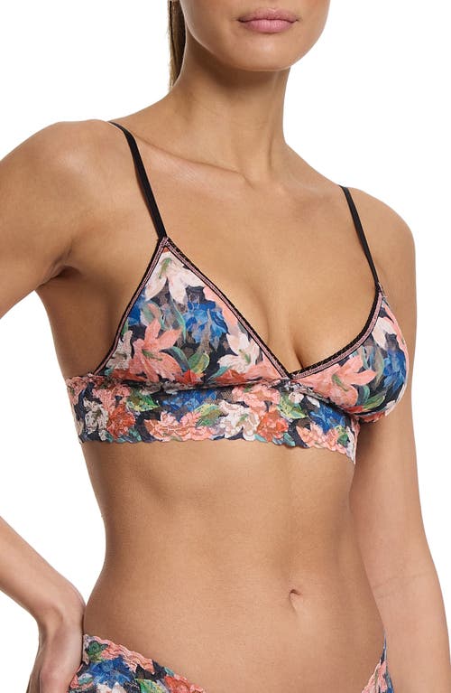 Hanky Panky Printed Signature Lace Padded Triangle Bralette In Wonderous Black
