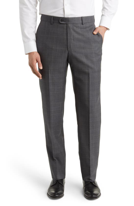 Hickey Freeman Windowpane Plaid Wool Suit In Charcoal | ModeSens