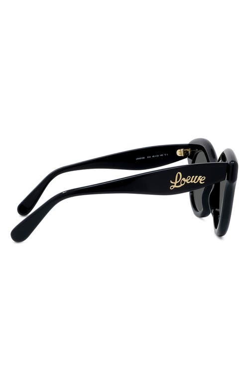 Shop Loewe Curvy 49mm Small Round Sunglasses In Shiny Black/smoke