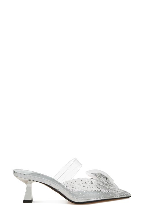 London Rag Freja Rhinestone Kitten Heel Mule In Silver