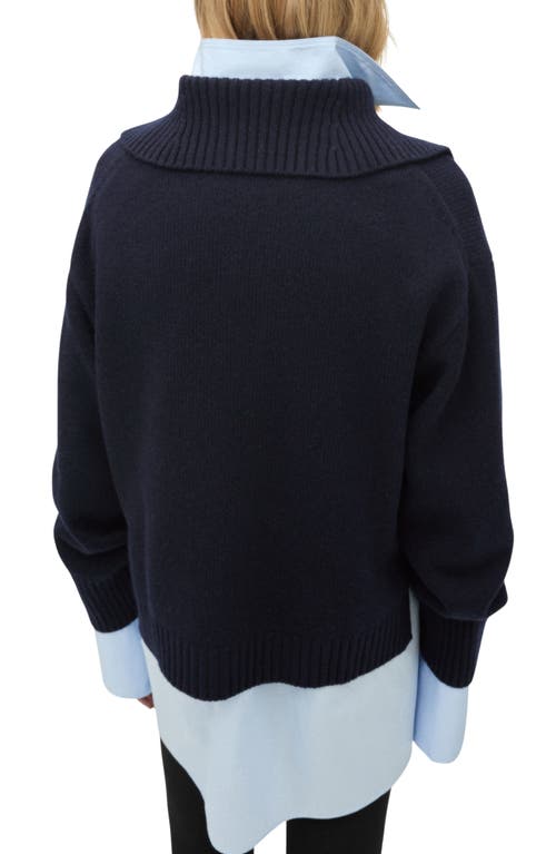 Mango Women's Lapel Collar Sweater In Dark Navy