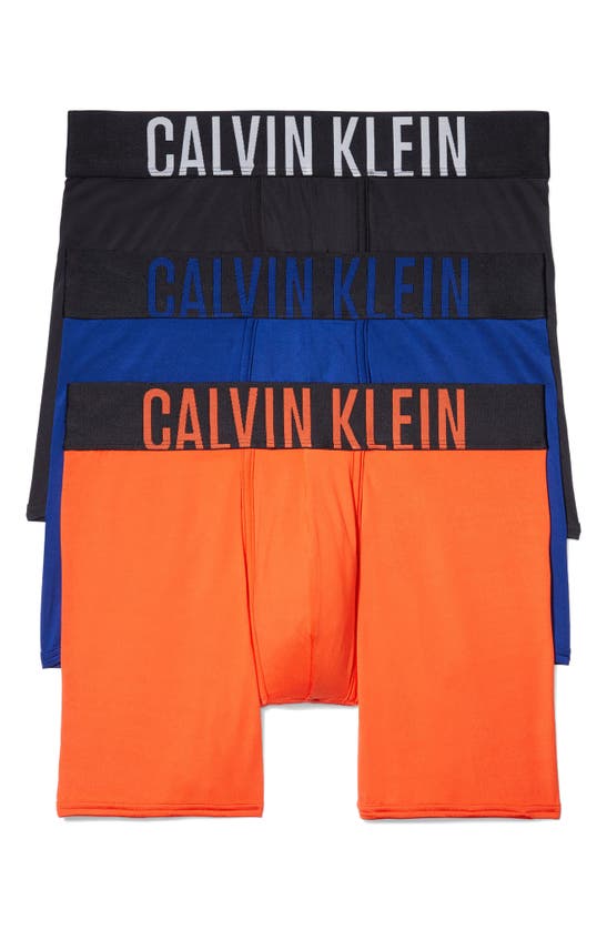Calvin Klein 3-pack Boxer Briefs In Blk, Ora, Blue