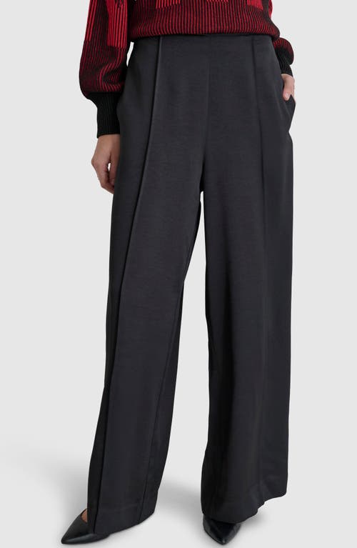 Shop Dkny Pintuck Wide Leg Pants In Black