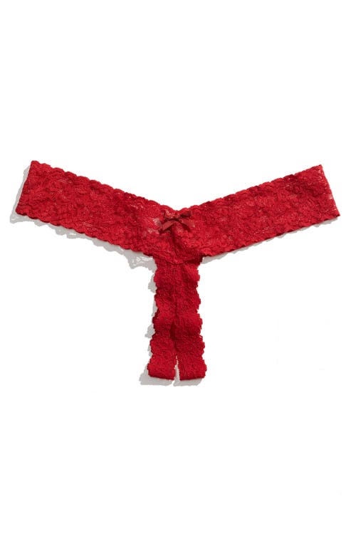 Hanky Panky Signature Lace Low Rise Crotchless Thong in Red at Nordstrom