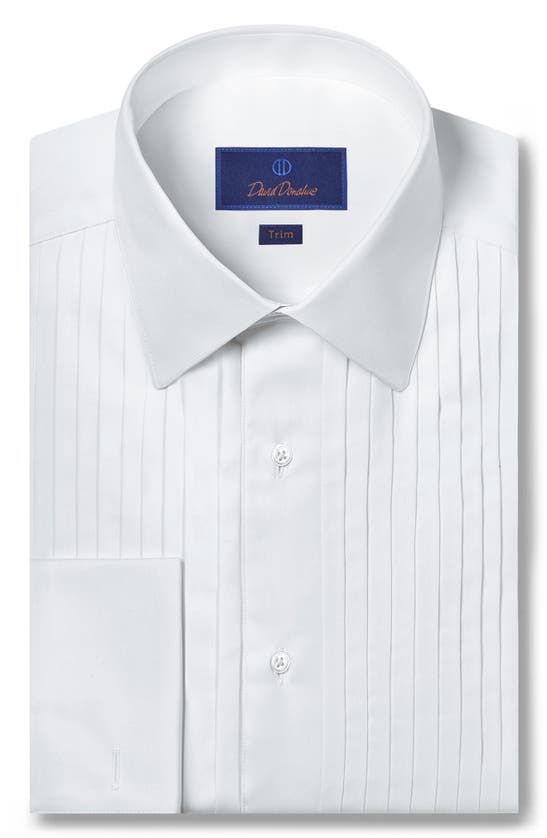 Shop David Donahue Formal Trim Fit Tuxedo Shirt In White
