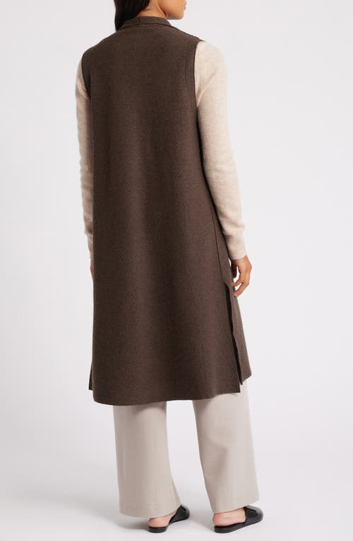 Shop Eileen Fisher Longline Wool Vest In Wren