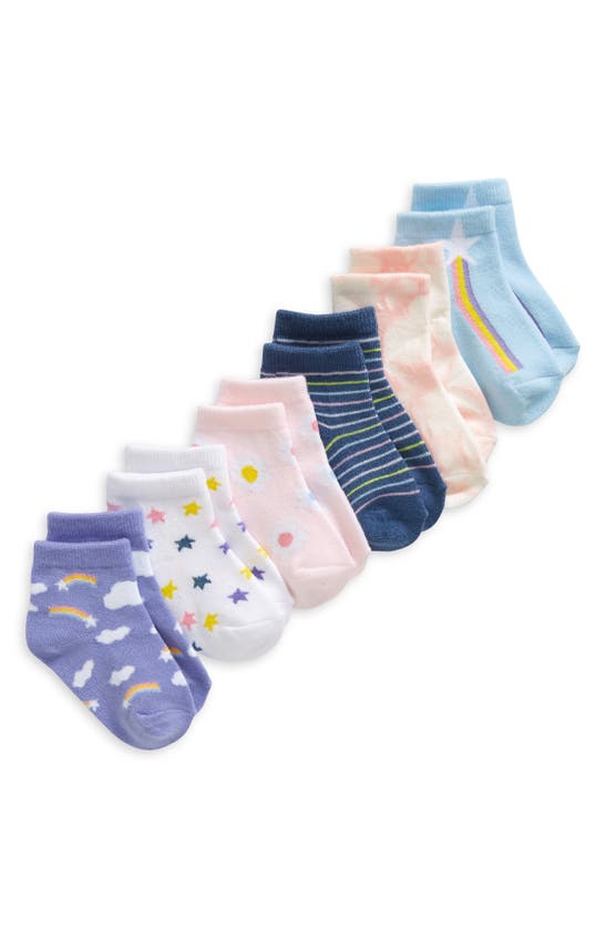 Nordstrom Kids' Assorted 6-pack Quarter Socks In Blue Sugar Starry Clouds Pack