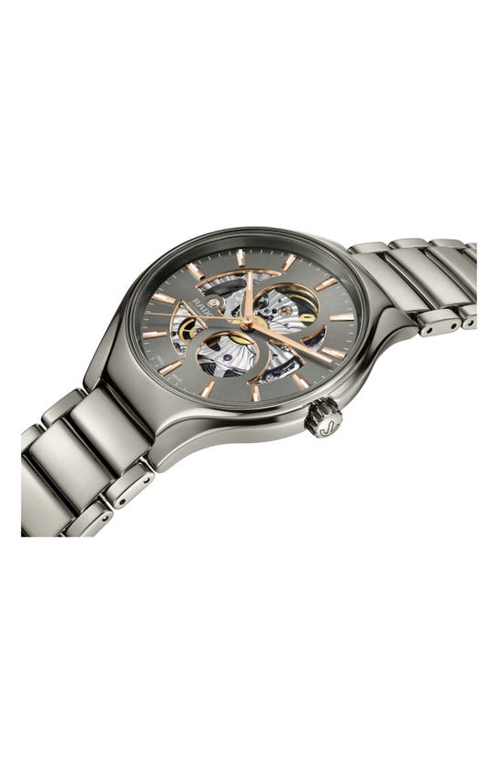 Shop Rado True Round Automatic Open Heart Bracelet Watch, 40mm In Grey