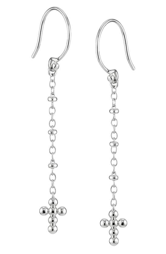 Ajoa Beaded Cross Chain Drop Earrings In Metallic