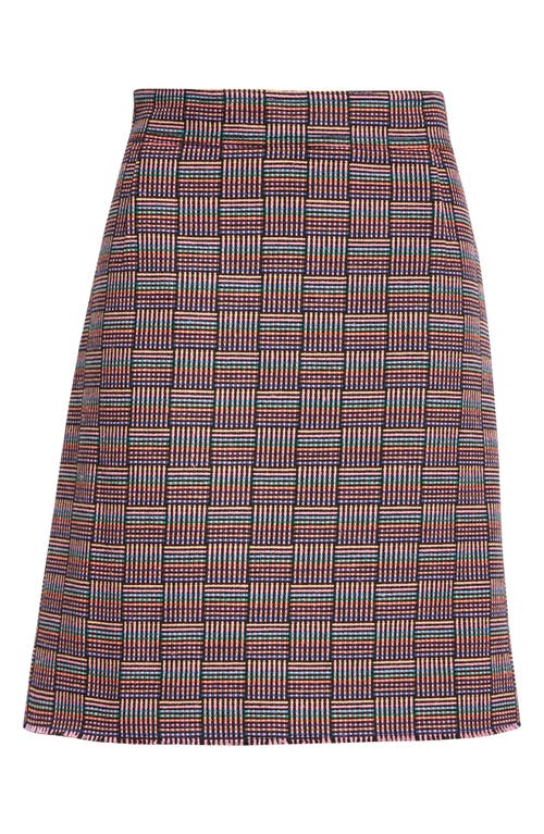 Akris Punto Grid Check Tweed A-line Skirt In Red Multicolor