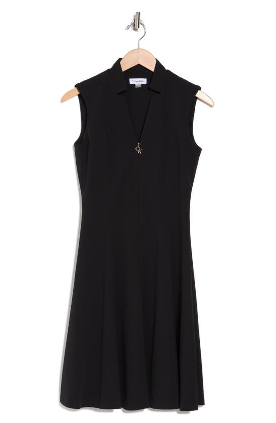 Calvin Klein Zip Front Aline Dress In Black ModeSens