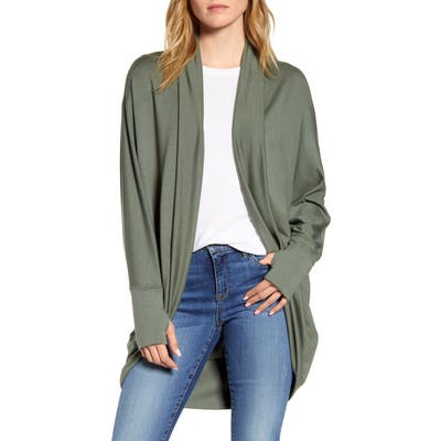 Petite Caslon Off Duty Knit Cardigan, Green