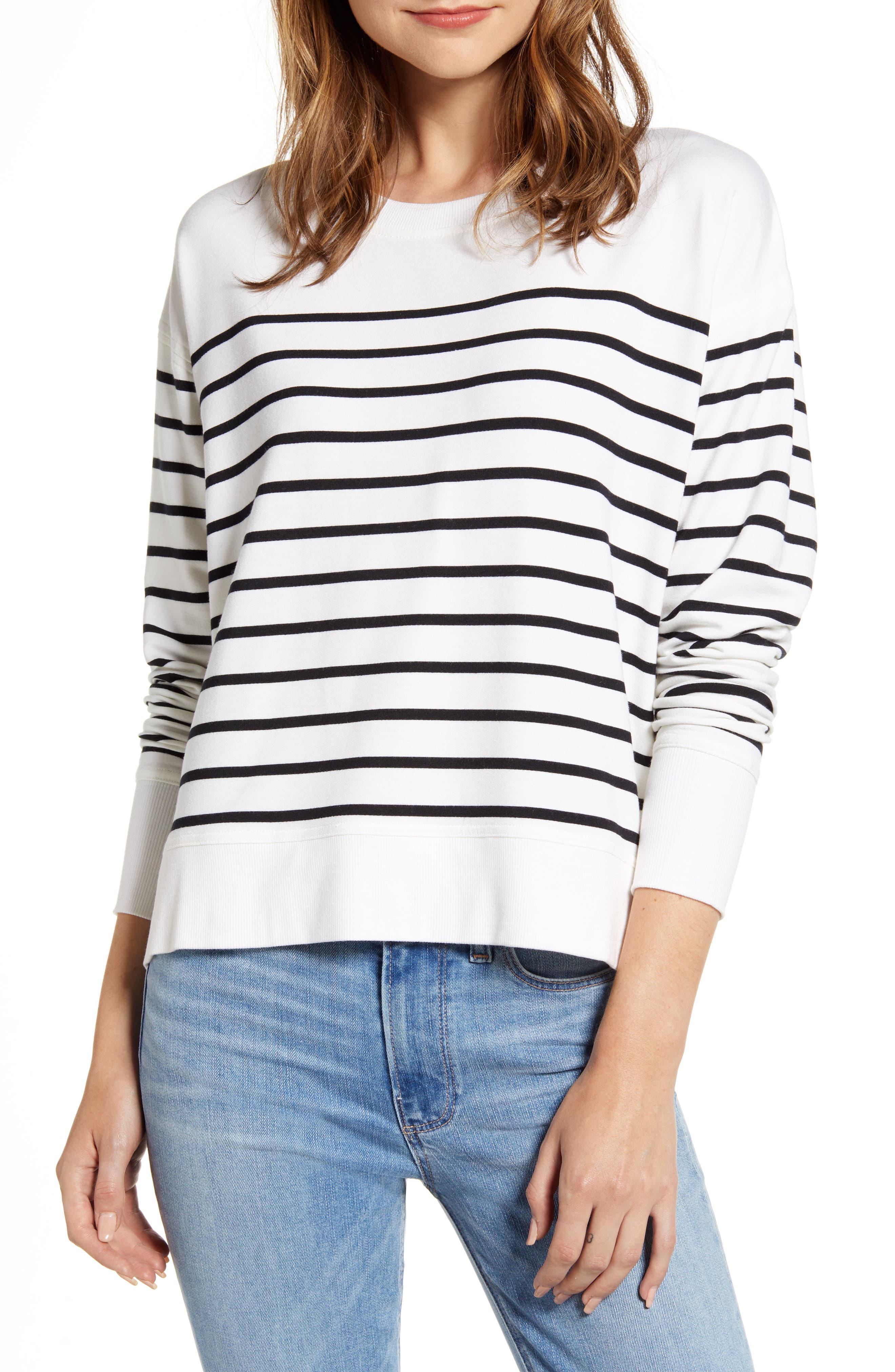 Vineyard Vines Stripe Crewneck Sweatshirt, White