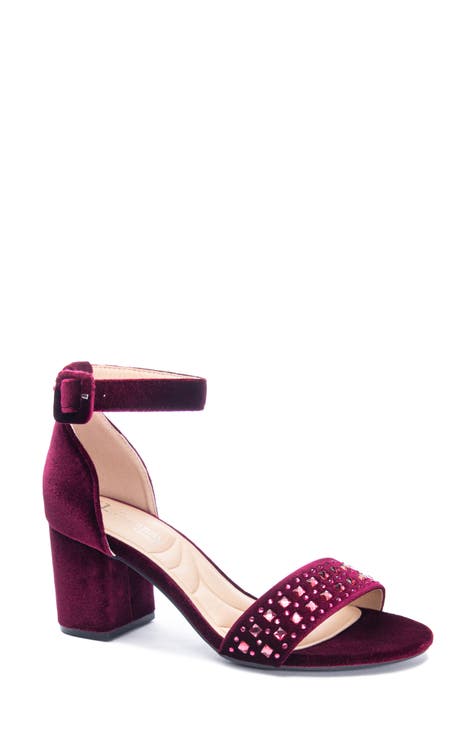 Burgundy on sale sandals heels