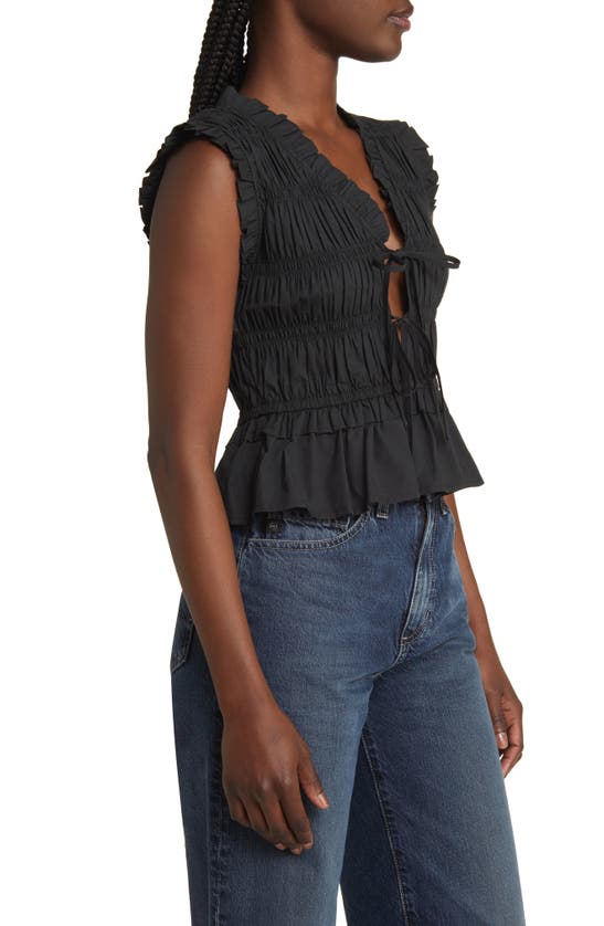 Shop Rails Martine Smocked Ruffle Crop Top In Black