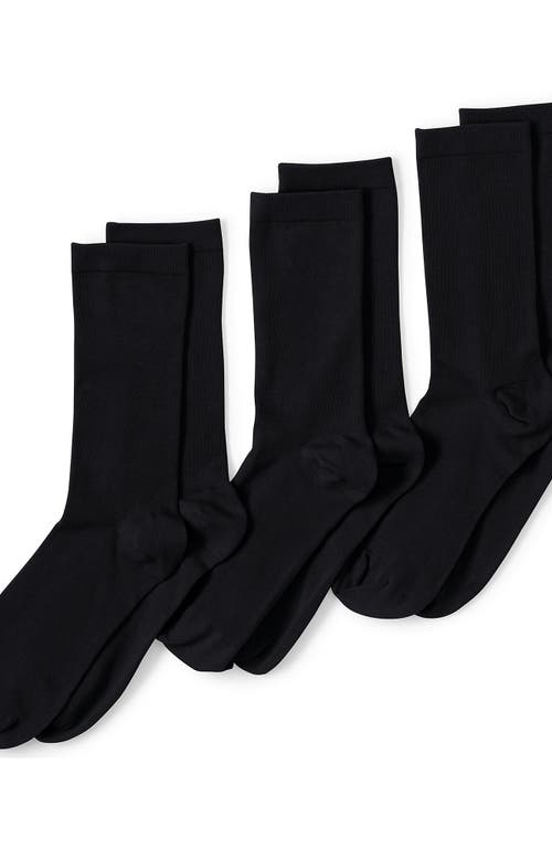 Lands' End 3-pack Seamless Toe Solid Crew Socks In Black