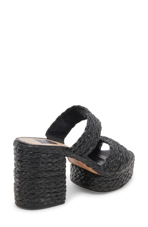 Dolce Vita Latoya Raffia Platform Sandal In Black Raffia
