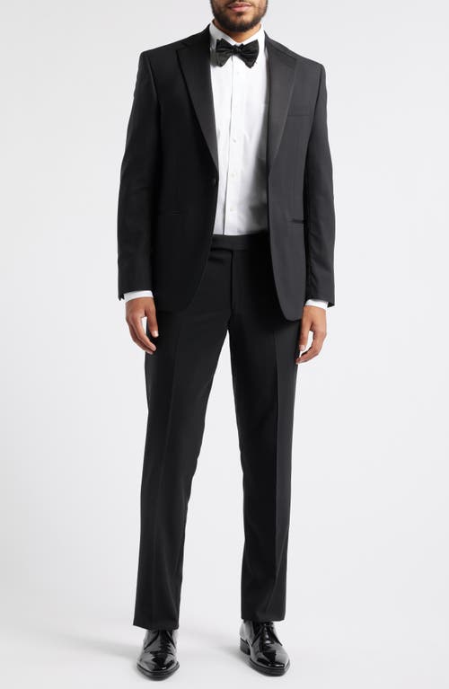 Jack Victor Ezra Notched Lapel Black Wool Tuxedo 