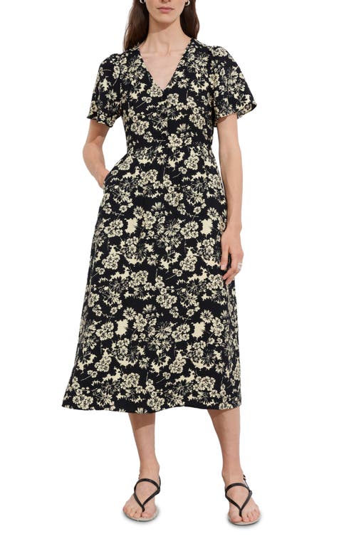 Shop & Other Stories Floral Print A-line Midi Dress In Harper Aop Black Base