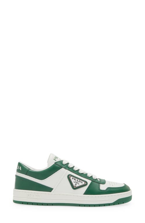 Shop Prada Downtown Logo Low Top Sneaker In White/green