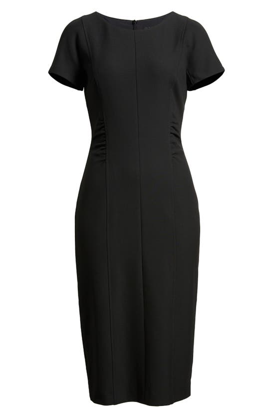 Shop Hugo Boss Dakela Ruched Sheath Dress In Black