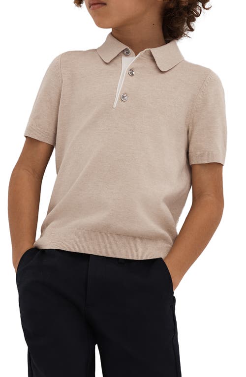 Shop Reiss Kids' Finch Sr Polo Sweater In Camel