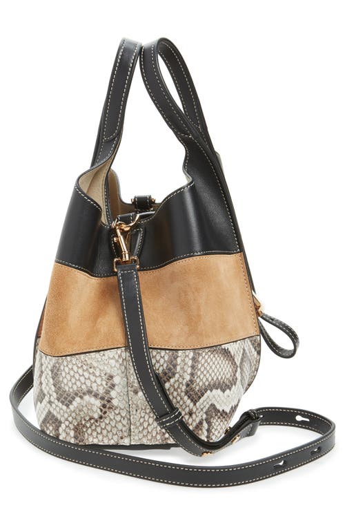 Tod's Tsb Snake-print Leather Hobo Bag In Nero/kenia/roccia