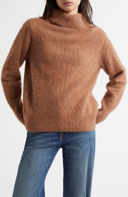 Margaret O'leary Fox Hair, Wool & Silk Turtleneck Sweater In Toffee