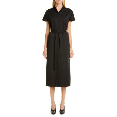 Co Belted Cotton Shirtdress, Black